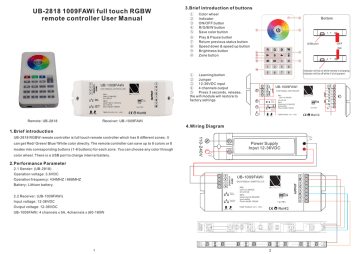 UB-2818 1009FAWi full touch RGBW remote controller User Manual | Manualzz