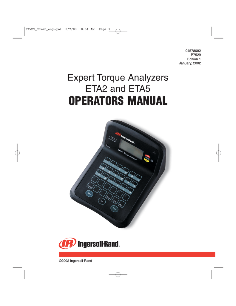 OPERATORS MANUAL - Ingersoll Rand Industrial Technologies On | manualzz.com