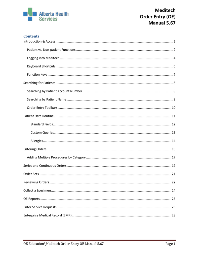 OE - User Manual - Alberta Health Services | Manualzz