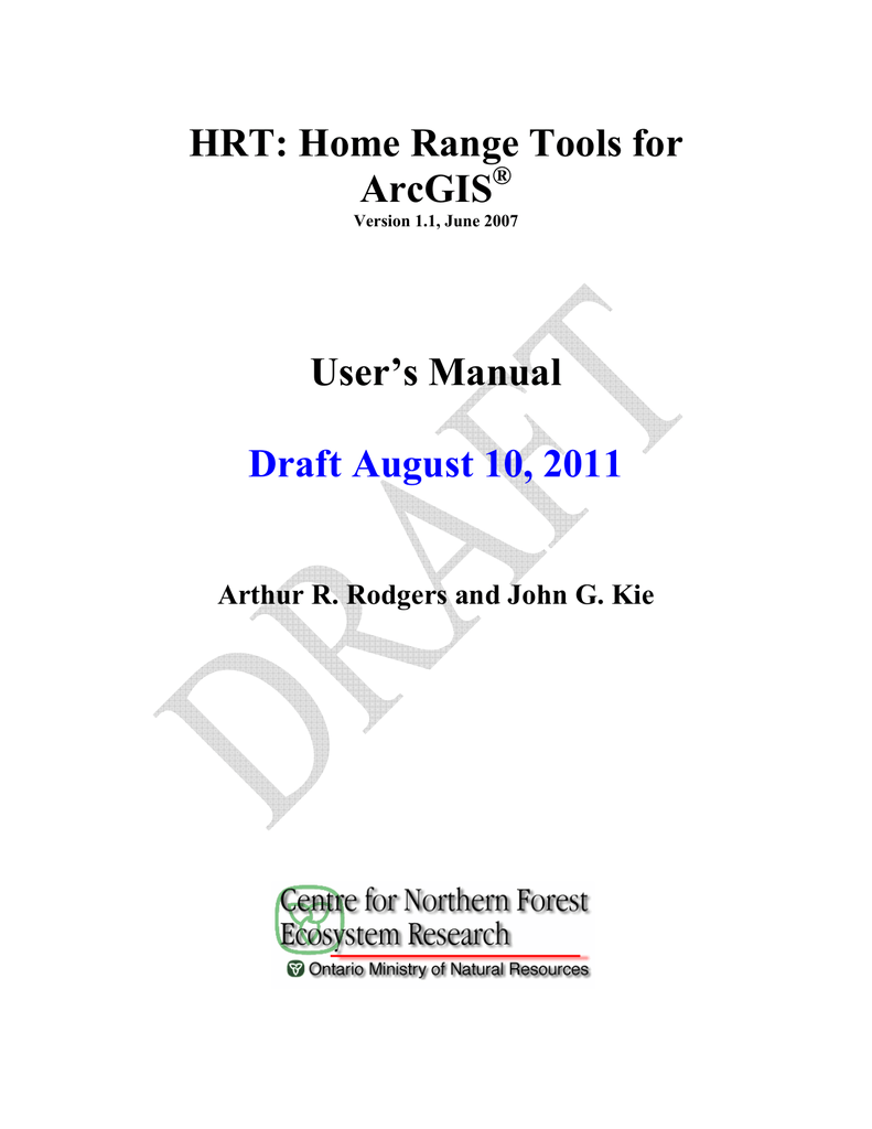 Hrt Home Range Tools For Arcgis User S Manual Draft August 10 Manualzz