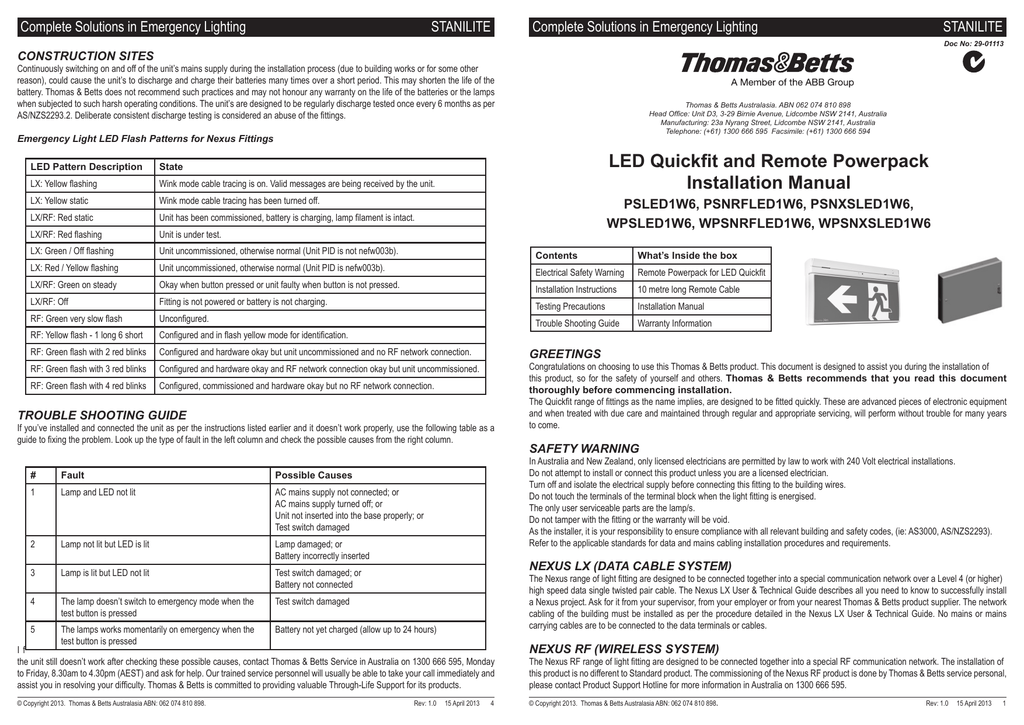 Led Quickfit And Remote Powerpack Installation Manual Manualzz