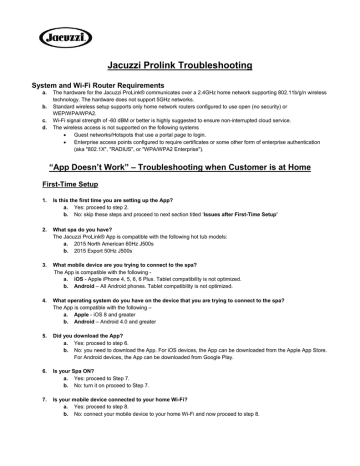 Jacuzzi Prolink Troubleshooting | Manualzz