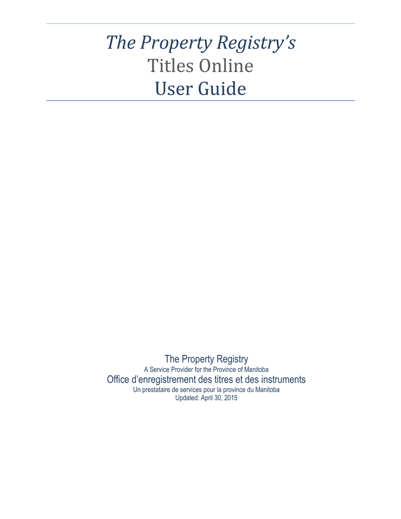 The Property Registry's Titles Online User Guide Manualzz
