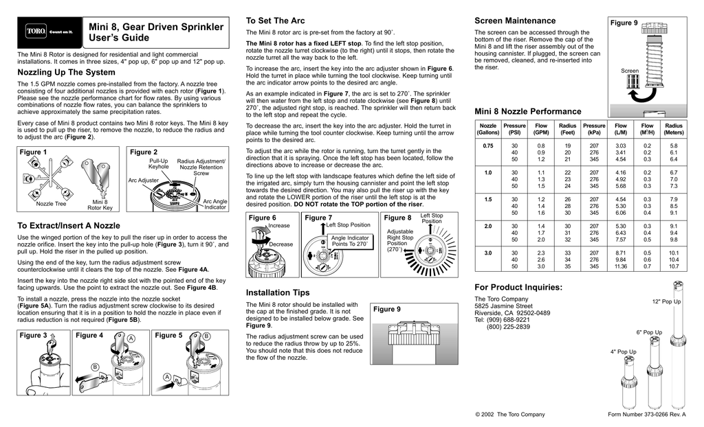 Hunter I20 Nozzle Chart