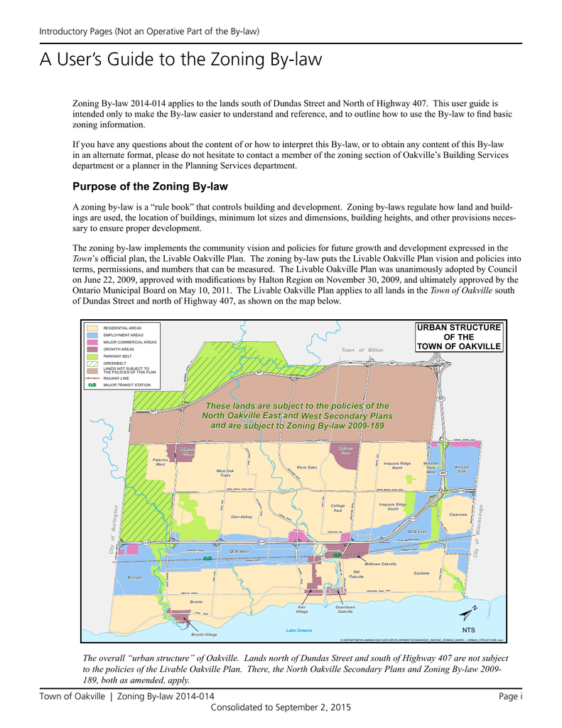 Town Of Oakville Gis A User's Guide To The Zoning By-Law | Manualzz