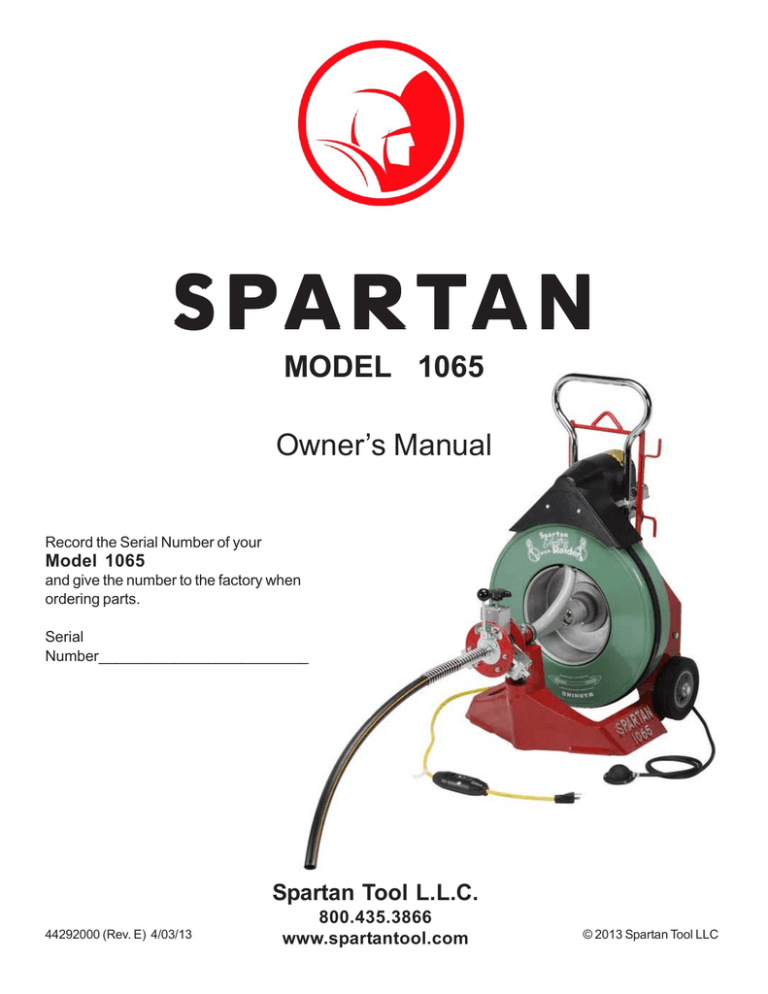 1065 Owners Manual-D-4-03-13.pmd | Manualzz | Spartan 300 Sewer Machine Wire Diagram | | Manualzz