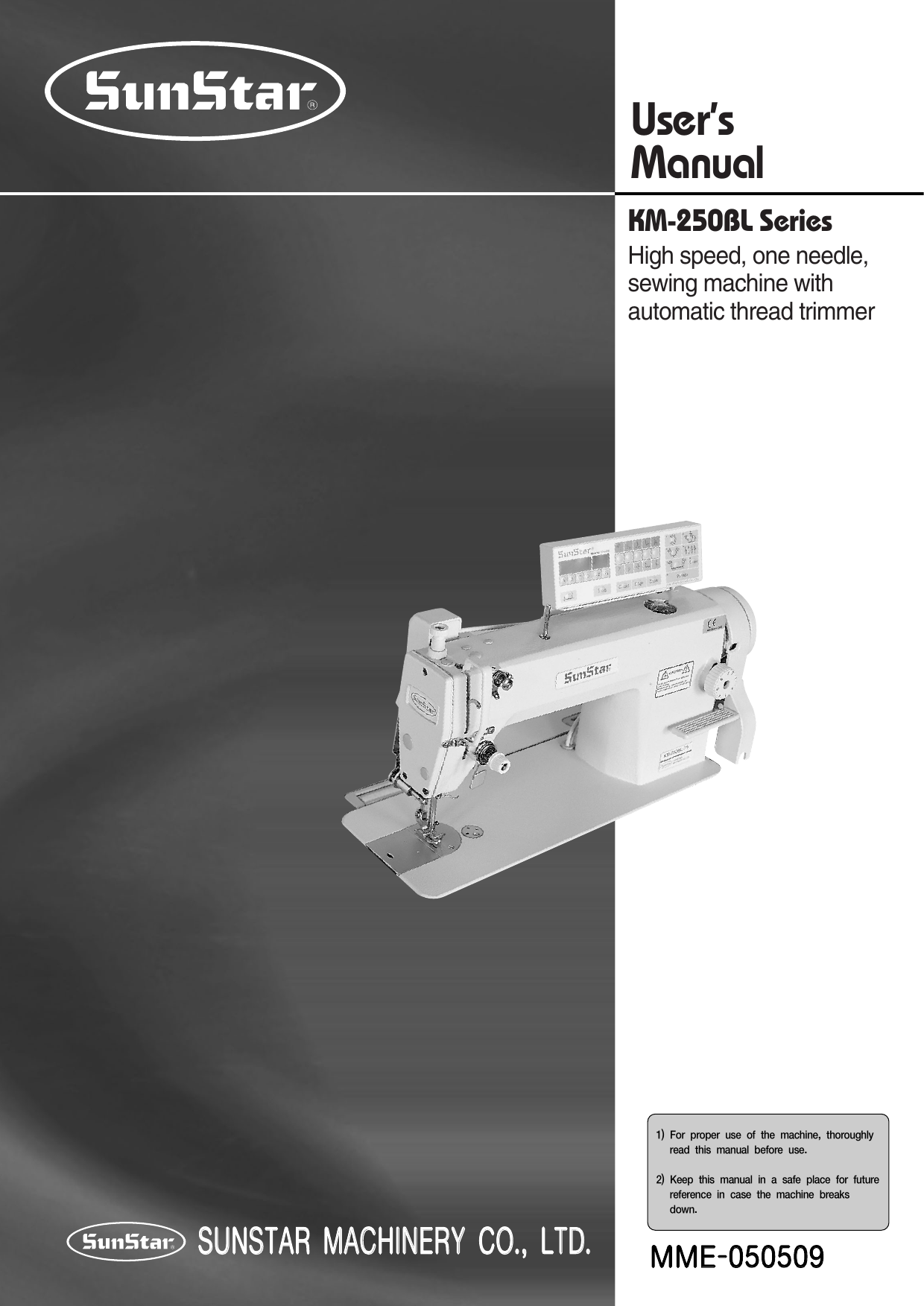 Sunstar Machinery KM-250BL-7S User Manual | Manualzz