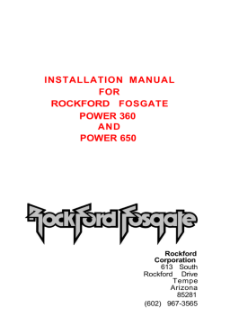 Rockford Fosgate POWER 650 MOSFET Installation manual