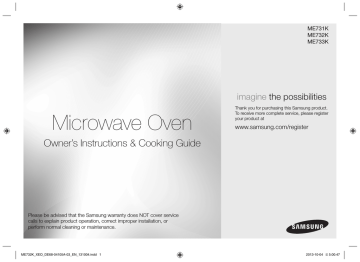 Samsung ME731K/XEU Solo Microwave, 20 L User Manual | Manualzz