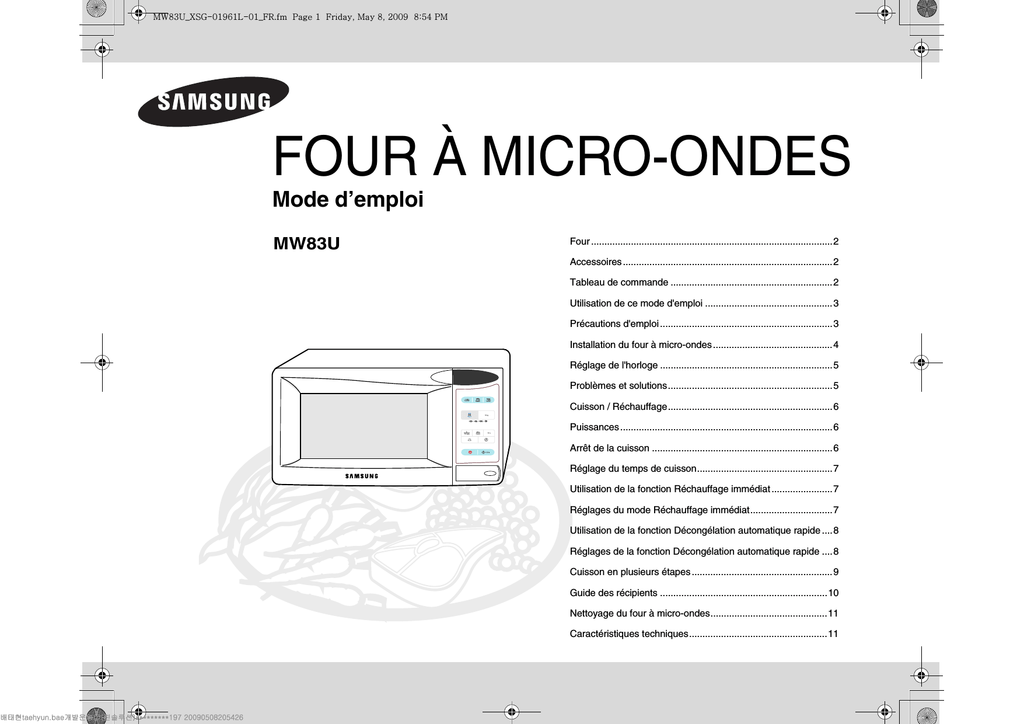 Micro Onde Samsung Ceramic Inside Mode D Emploi