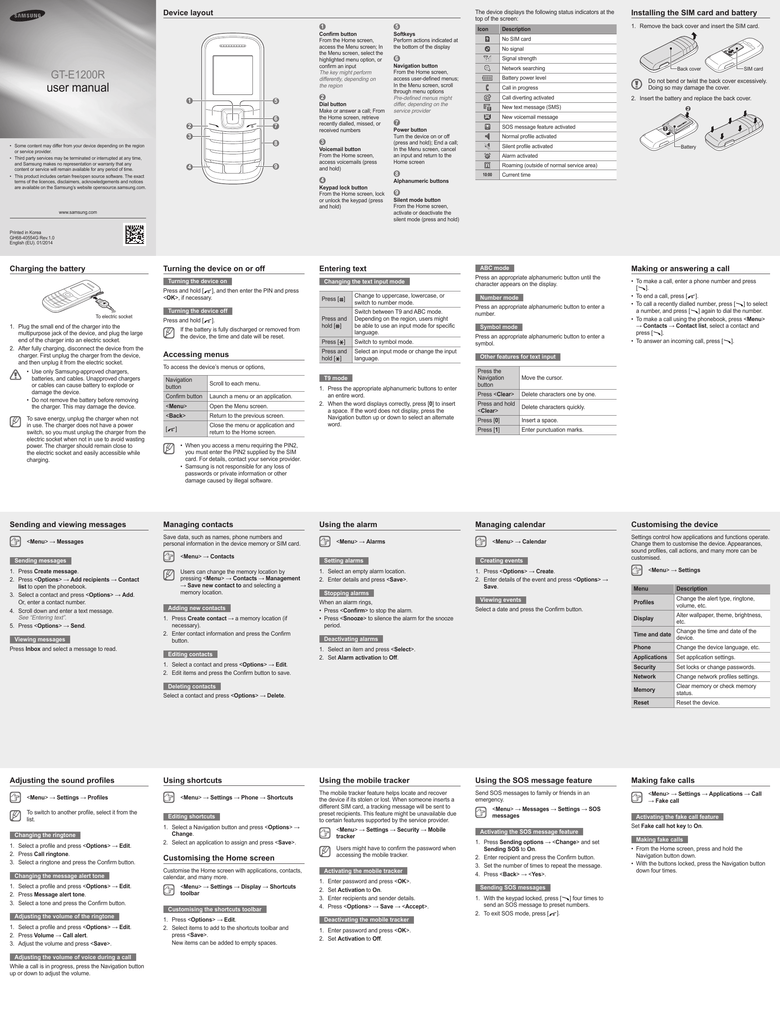 Samsung GT-E1200R User Manual | Manualzz