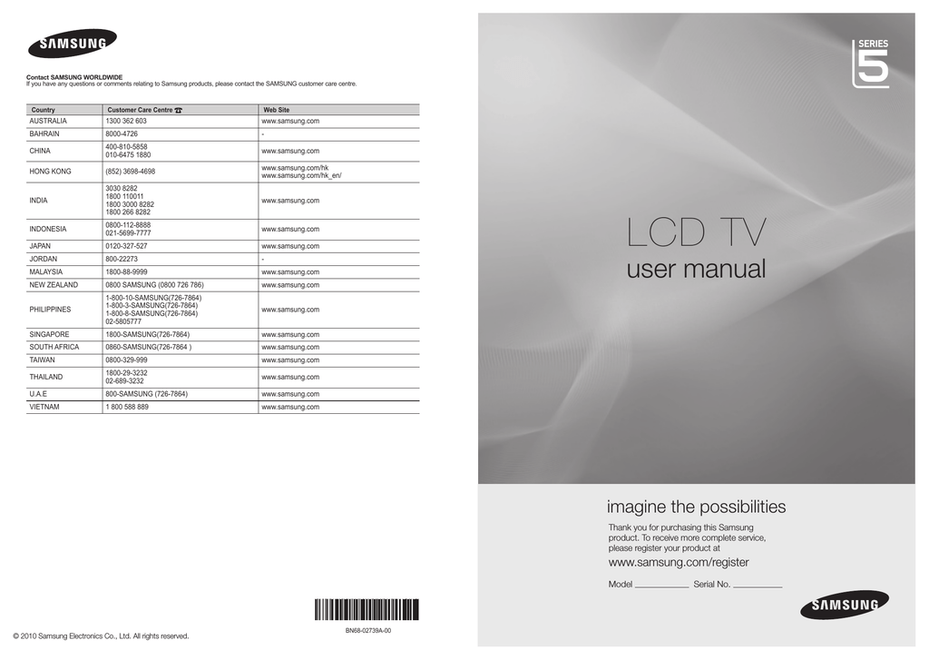 Samsung LA46C550J1R User manual | manualzz.com