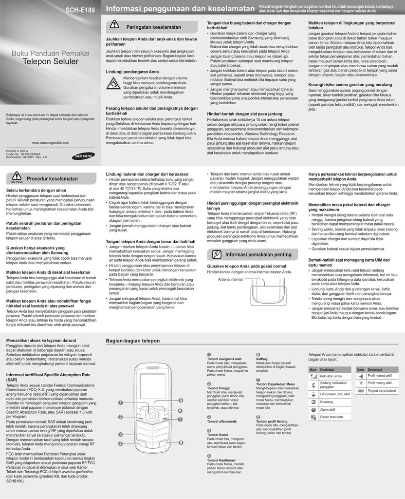 Samsung Sch E189 Panduan Pengguna Manualzz