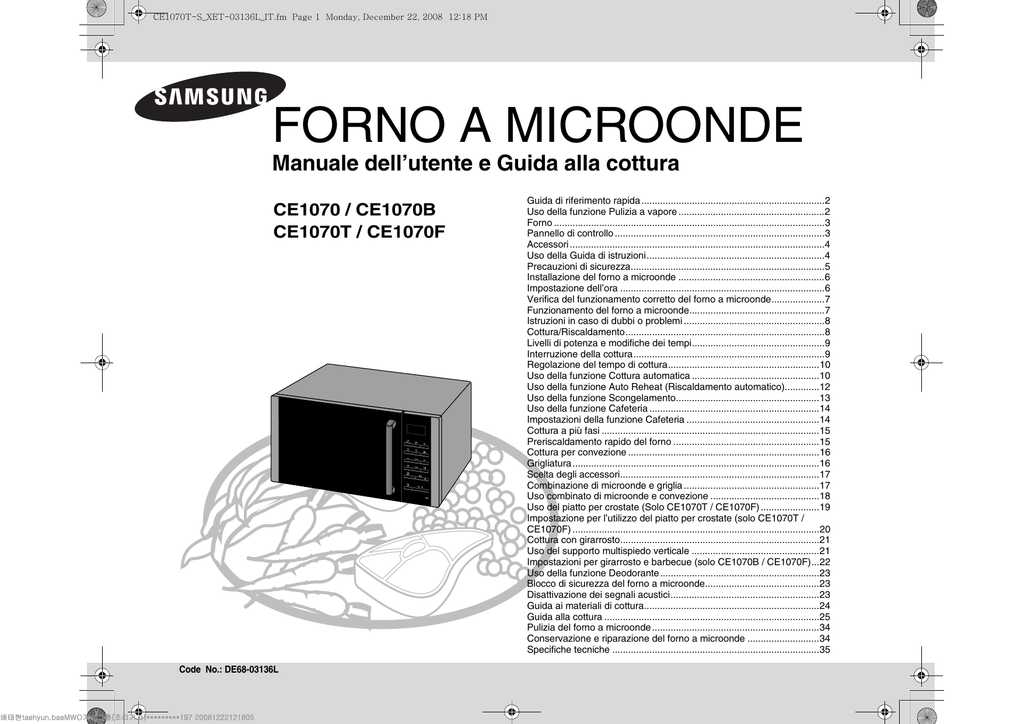 Samsung CE1070T-TS Manuale utente | Manualzz