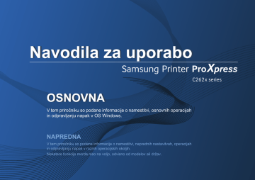 Samsung ProXpress C2620DW  Barvni   večnamenski tiskalnik (26 / 26 ppm) Uporabniški priročnik | Manualzz