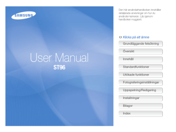 Inställningsmeny. Samsung ST96, SAMSUNG ST96 | Manualzz