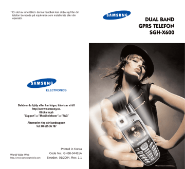 Samsung SGH-X600 Bruksanvisningar | Manualzz
