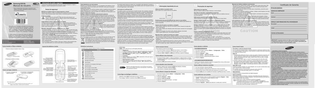 Samsung Gt E2210l Manual Do Usuario Manualzz