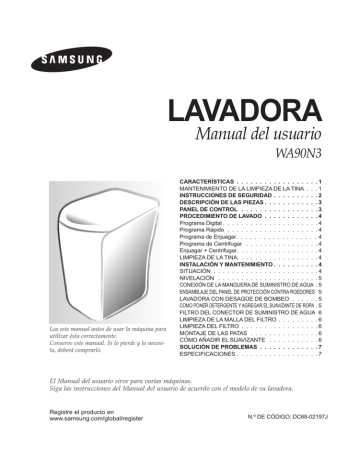 Samsung WA90N3 Manual de usuario | Manualzz