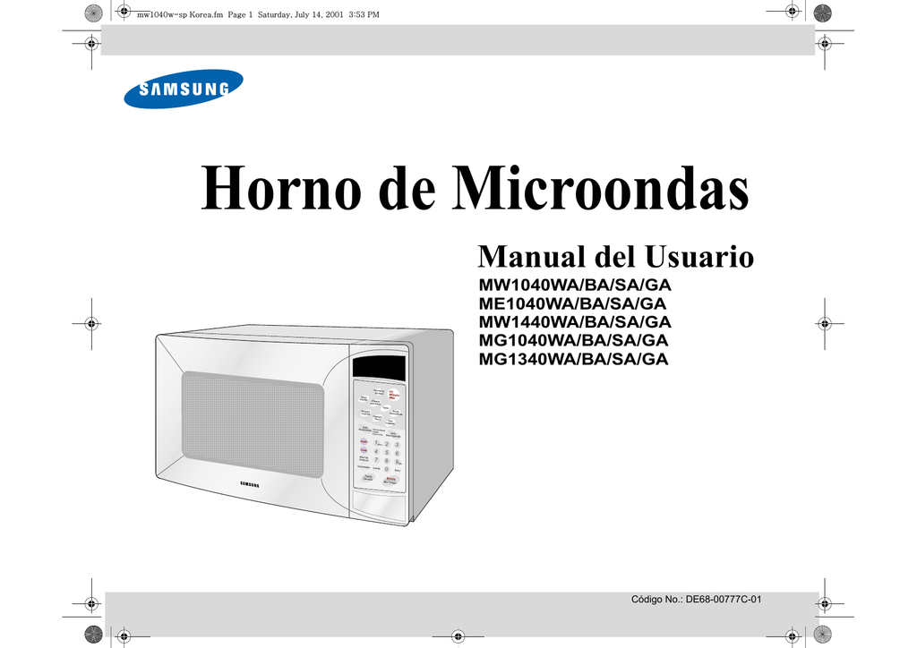 Guía de descongelado automático. Samsung MG1040WA | Manualzz