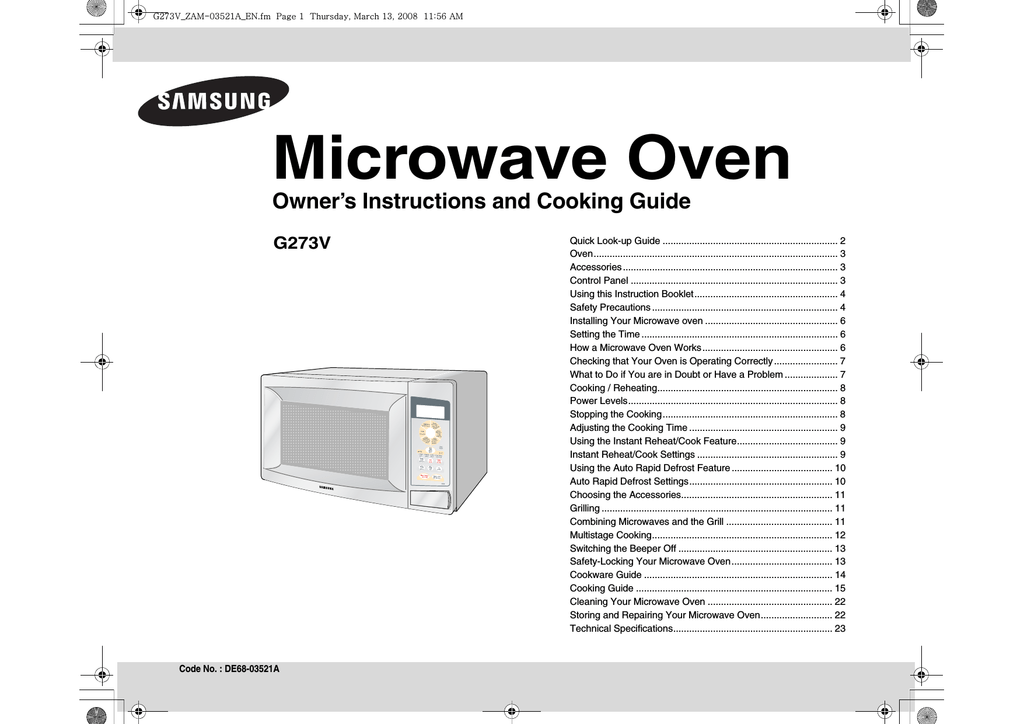 g273v samsung microwave oven