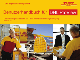 DHL PROVIEW - Reference guide, Quick start Guide, User manual