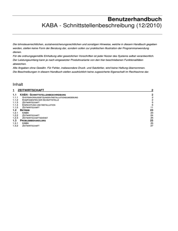 Schnittstellenbeschreibung Zeitwirtschaft KABA Termial | Manualzz