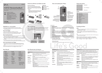 LG Mobiltelefon GB102 GB102 Benutzerhandbuch | Manualzz