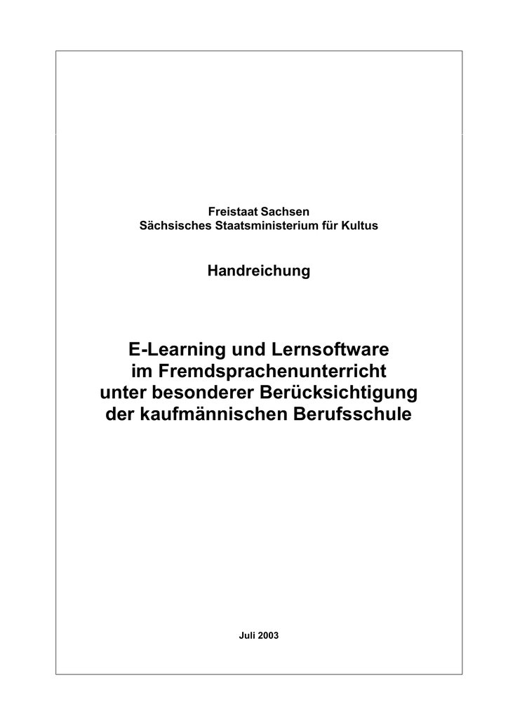 Handreichung E Learning Und Lernsoftware Im Manualzzcom - 