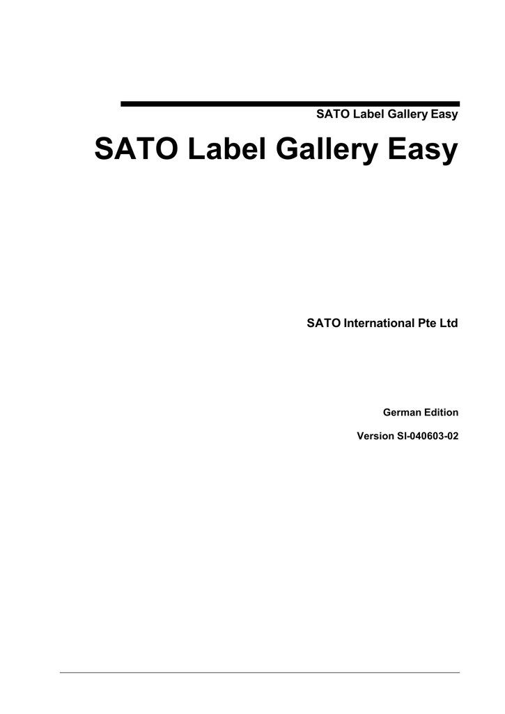 SATO Label Gallery Easy Manualzz