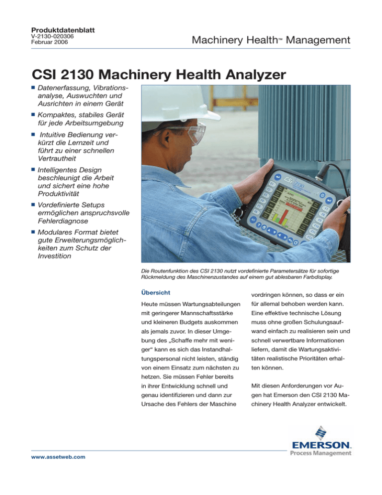 CSI 2130 Machinery Health Analyzer | Manualzz