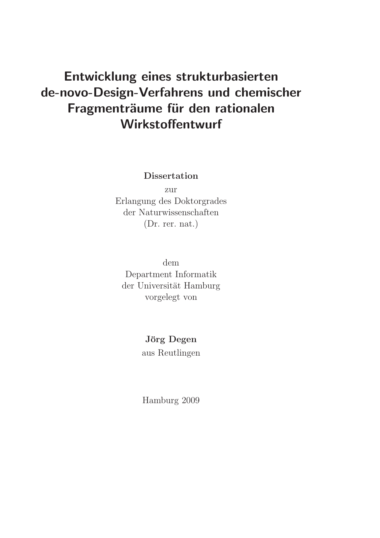 Entwicklung Eines Strukturbasierten De Novo Design Manualzz