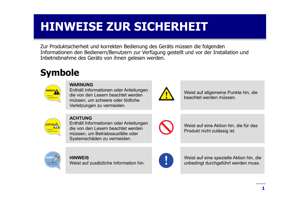 HINWEISE ZUR SICHERHEIT | Manualzz