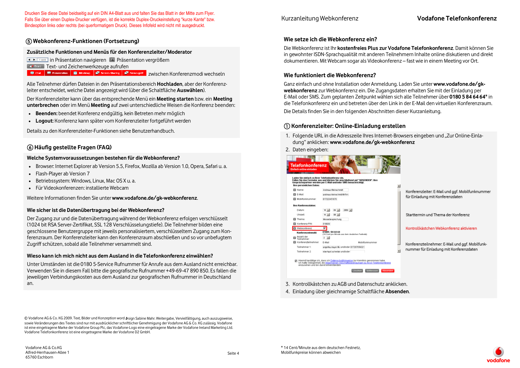 Kurzanleitung Webkonferenz Zur Vodafone Telefonkonferenz Manualzz