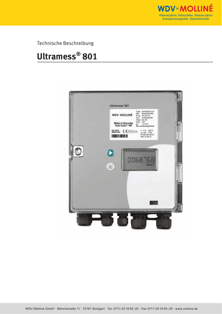 Technische Beschreibung Ultramess 801 Manualzz