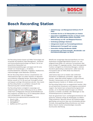 Bosch Recording Station | Manualzz