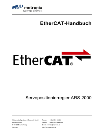 EtherCAT Handbuch Servopositionierregler ARS 2000 | Manualzz