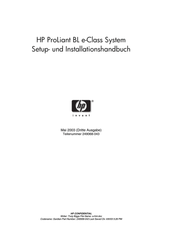 HP ProLiant BL e-Class System Installationsanleitung | Manualzz