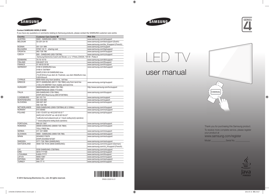 Samsung UE32H4510AY Quick Guide Manualzz