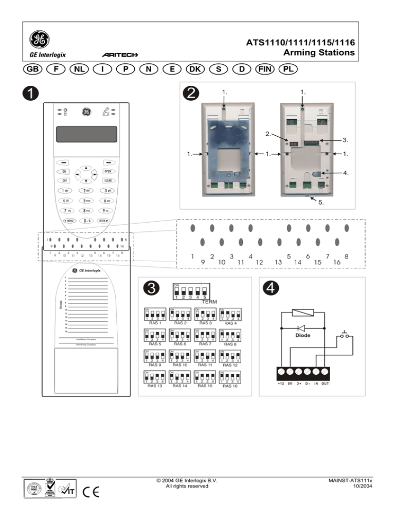 Instructions D Installation Claviers Serie Ats111x Manualzz