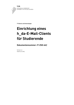 Anleitung zur Einrichtung eines h_da-E-Mail-Clients f&uuml;r Studierende