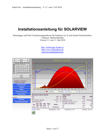 Installationsanleitung für SOLARVIEW | Manualzz