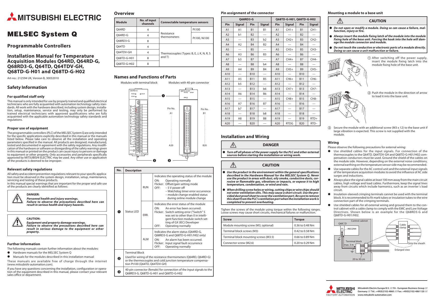 MITSUBISHI ELECTRIC MELSEC System Q | Manualzz