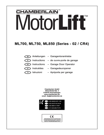 Chamberlain MotorLift ML750 Instructions Manual  Manualzz