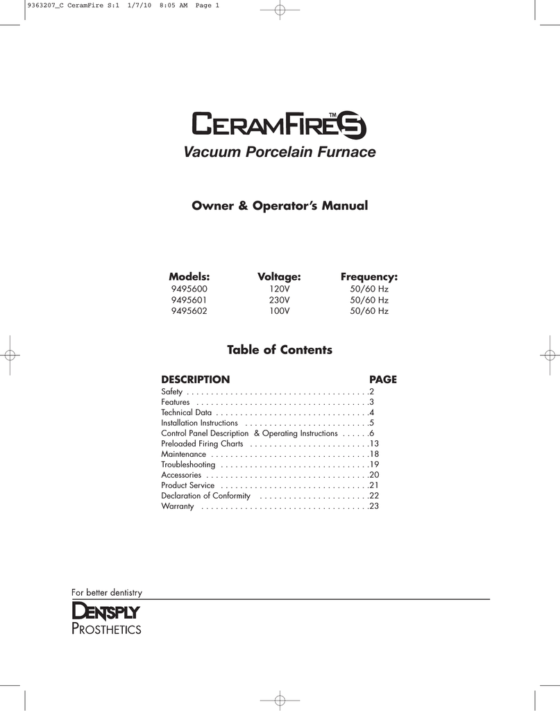 Ceramco 2 Firing Chart