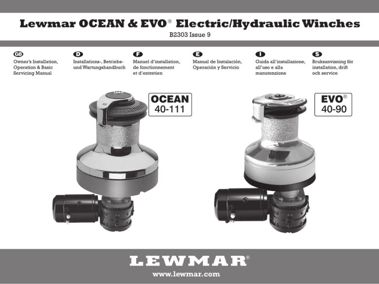 Lewmar OCEAN & EVO® Electric/Hydraulic Winches Manualzz