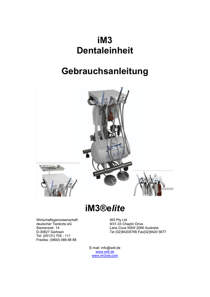 iM3 Dentaleinheit Gebrauchsanleitung iM3®elite Manualzz