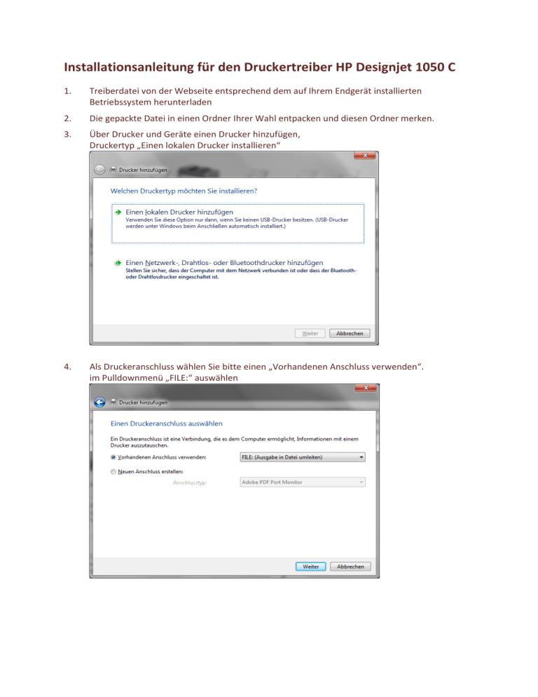 Installationsanleitung Fur Den Druckertreiber Hp Manualzz