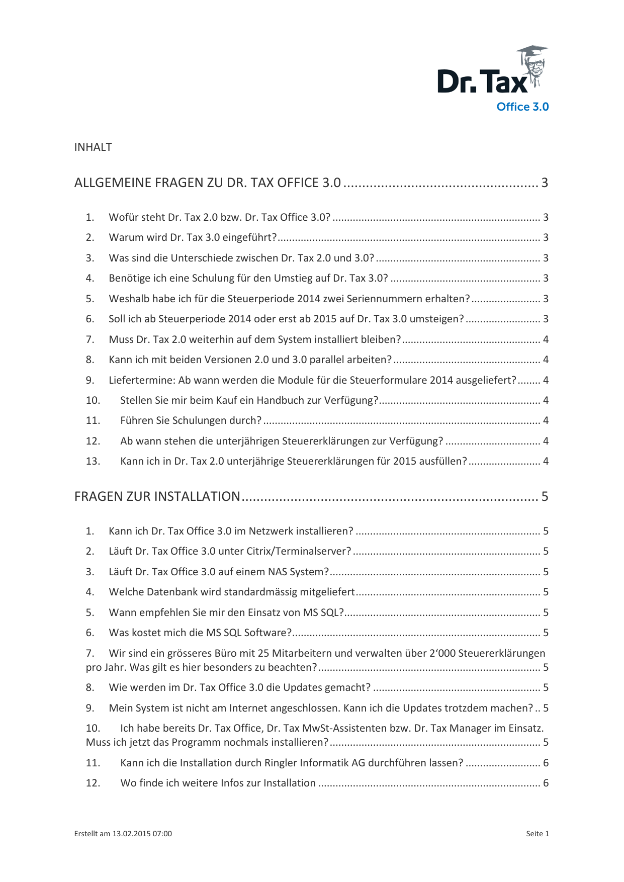 Faq Zu Dr Tax 3 0 Ringler Informatik Ag Manualzz