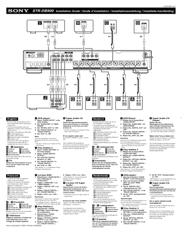 Sony STR-DB900 Installationsanleitung | Manualzz